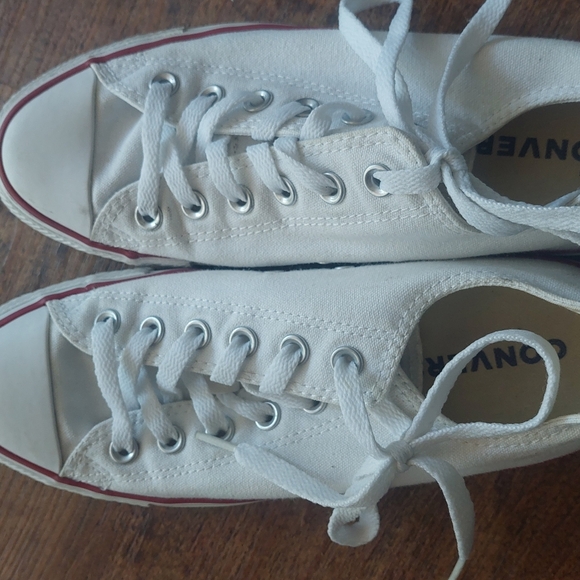 White Canvas Sneakers with Red Trim - Picture 4 of 5